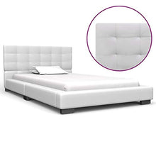 Festnight Struttura Letto Singolo Moderno a Doghe con Rivestimento in Ecopelle Bianco,Letto Singolo in Ecopelle Moderno,Letto in Ecopelle Bianco,Tleio Letto,Letto con Doghe 90x200 cm/120x200 cm
