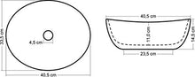 Lavabo in ceramica ovale, 40,5 cm x 33,5 cm x 14,5 cm per bagno e ospite WC Sofia
