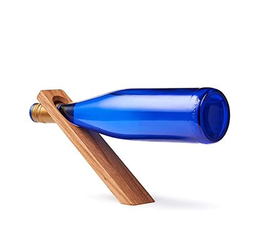 Edeldings Portabottiglie in rovere massiccio | Supporto per bottiglie, portabottiglie, supporto per vino e amanti del vino | presentazione sospesa di bottiglie di vino | idea regalo