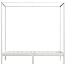 BIGTO - Struttura letto a baldacchino in legno di pino massiccio, per camera da letto, colore: bianco, 100 x 200 cm