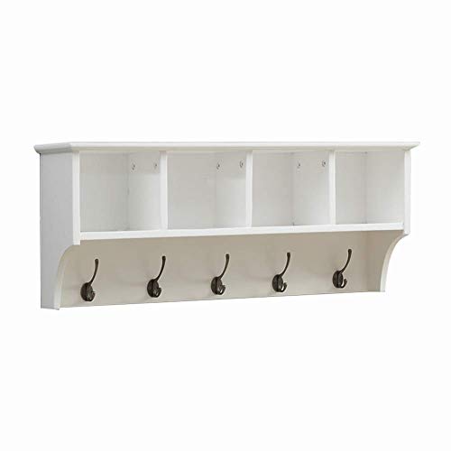 Semplicità Elegante Scaffale a Muro Scaffalature Sospese Scaffali Stile Americano Appendiabiti a Grata Appendiabiti Multiuso, 2 Colori, 2 Dimensioni, HJJ, bianca, 65x17.5x35cm