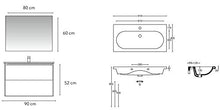 Set Mobile Lavabo Specchio LED Arredo Bagno Moderno Madrid90 CERAMICHEMIRANDA-Perla