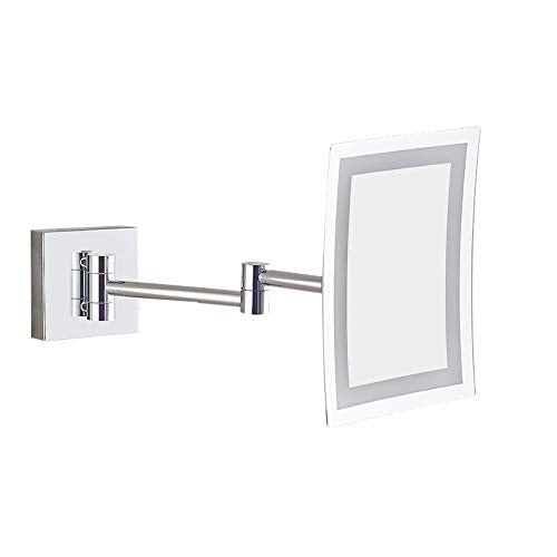 Specchio da Bagno a LED per Bagno Specchio a LED 25 Perline a LED Angolo di Rotazione a 360 ° Specchio HD Placcato Argento Supporto per Specchio da Parete a Specchio Quadrato in Argento