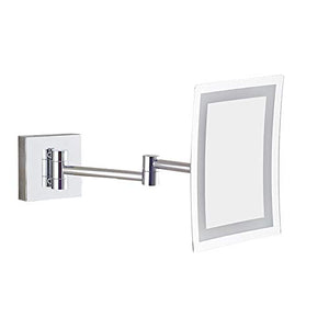 Specchio da Bagno a LED per Bagno Specchio a LED 25 Perline a LED Angolo di Rotazione a 360 ° Specchio HD Placcato Argento Supporto per Specchio da Parete a Specchio Quadrato in Argento