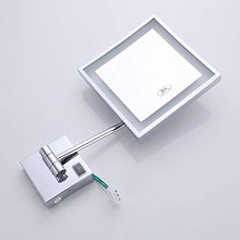 MRJ Specchio Ingranditore da Trucco con Luce LED Specchio Trucco da Parete Lente d'Ingrandimento 3X Girevole 180 ° Cromato in Metallo Forma Quadrata