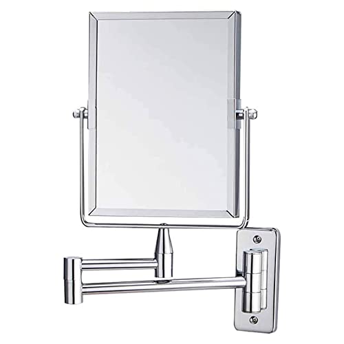 Specchio Trucco, Specchio Ingranditore Doppio Lato, Specchio Ingranditore da Parete Bagno, 3X Ingrandimento, Specchio da Parete Girevole 360 °, allungabile con Finitura cromata e Braccio Pieghevole
