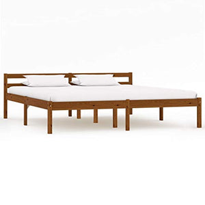 BIGTO - Struttura letto con 2 cassetti in legno di pino massello, mobili per camera da letto, 160 x 200 cm, colore: Marrone miele