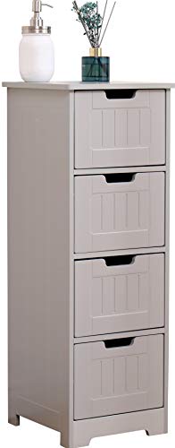 Mobile Bagno Salvaspazio Cassettiera Bagno Cucina Ingresso Soggiorno 4 Cassetti Legno Mdf 30x30x81 Colore Grigio Mobiletto Bagno Armadietto