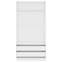 Cikonielf Armadio Aperto Camera da Letto con 2 Cassetti 1 Ampio Scomparto con Asta per Appendere i Vestiti 100 x 50 x 200 cm Bianco lucido