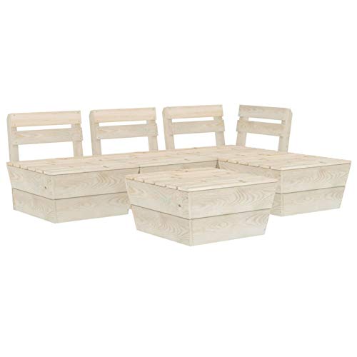 Qnotici Set da Salotto da Esterno 5 Pezzi, Divano ad Angolo da Giardino con Tavolo da Pranzo e poggiapiedi, 2 divani centrali, 1 divani angolari, 2 Tavolo/Pouf