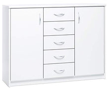 AVANTI TRENDSTORE - Comó in Legno Laminato, con 2 Ante e 5 cassetti. Dimensioni Lap 109x85x35 cm (Bianco Opaco)