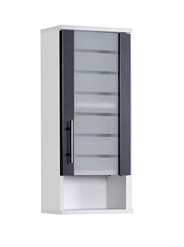 Schildmeyer Niko 139165 - Armadietto da appendere, 30,3/20,5/70,8 cm, colore: Bianco/Antracite lucido