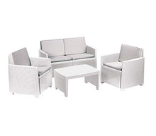 DMORA 0 Set da Giardino Claudia con Cuscini, 1 divanetto + 2 Poltrone + 1 Tavolino da Esterno, Made in Italy, Bianco