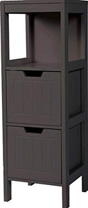 Etnicart - Mobiletto bagno in legno wenge MDF 30x30x89CM salvaspazio armadietto multiuso arredo bagno mobiletto due cassetti 3 ripiani contenitore multiuso-