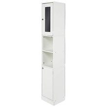 Mobiletto da bagno a colonna con specchio, Mobiletto a colonna per bagno indipendente Cassettone bianco, Mobiletto stretto, 28,8 x 29,8 x 179,5 cm