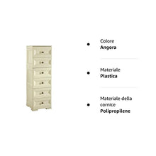 Tontarelli S.p.A. CASSETTIERA Alta 6 CASSETTI Piccoli Mobile Contenitore, Angora, 40x47x125 cm
