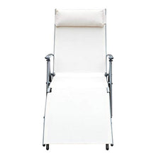 miozzi Lettino da Giardino Piscina Pieghevole Schienale Regolabile Crema Bianco 180x63.5x65 cm