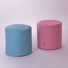Avalon Puff rotondo 50X50 cm Pouf Cilindro Jazz Finta pelle Imbottito colore Blu