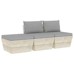 FAMIROSA Set Divani da Giardino su Pallet 3 pz con Cuscini Legno Abete-3409