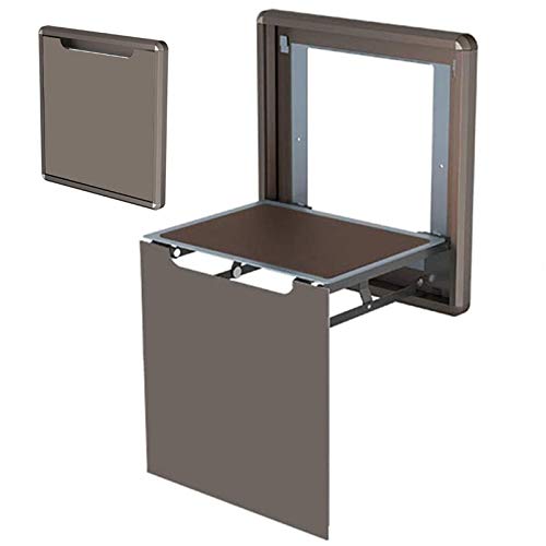 QWET Sgabello Pieghevole da Parete per Bagno Domestico, Sedia Salvaspazio in Lega di Alluminio, Adatto per Doccia, WC, Corridoio,Metallico