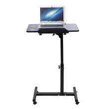 Scrivania per Laptop Rimovibile, Tavolino Pieghevole a Rotelle, Tavolino da Letto con Ruote, Tavolo da Divano Laterale, in MDF e Metallo, 40x60x64-88cm(Nero)