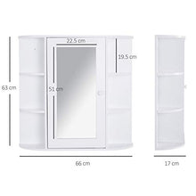 homcom Mobiletto Pensile da Bagno con Specchiera, Anta Centrale e Mensole in Legno Bianco (60 x 17 x 63 cm)