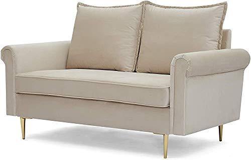 Stile moderno salotto divano a 2 o 3 posti panca divano imbottito,Beige-2 Seater Sofa Only - Arredi Casa
