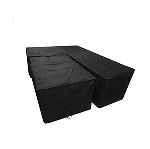 LJWLZFVT Copertura Mobilia Giardino Impermeabile Coperture per Tavoli da Esterno Poliestere 210D Coperture Arredo Copridivano da Esterno-Nero R-Shaped Suit 270x200cm+Square 155x95x68cm