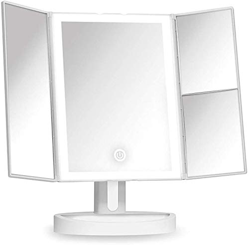 Trucco specchio con luci Specchio per vanità con luci a LED, specchio per il trucco illuminato con ingrandimenti 5x 10x-34 luci naturali dimmerabili, touch screen, specchio da tavolo controsoffitto LB