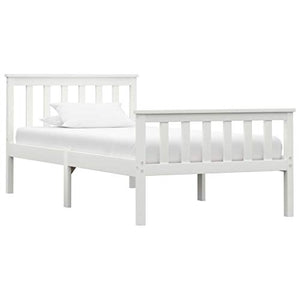 BIGTO - Struttura letto con 2 cassetti in legno di pino massello, mobili per camera da letto, 100 x 200 x 82 cm, colore: Bianco