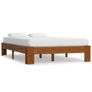 BIGTO - Struttura letto in legno di pino massello, per camera da letto, colore: marrone, 120 x 200 cm