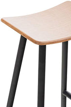 CLP Sgabello da bar con poggiapiedi, sedia da bar con seduta in legno e struttura in metallo, facile da pulire, colore: Natura