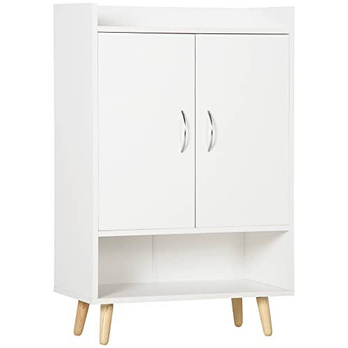 homcom Mobile Scarpiera Salvaspazio in Legno Bianco con Ripiano Aperto, Armadio Scarpiera di Design per Ingresso, 60x30x92cm