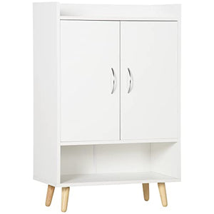 homcom Mobile Scarpiera Salvaspazio in Legno Bianco con Ripiano Aperto, Armadio Scarpiera di Design per Ingresso, 60x30x92cm