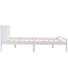 Letto matrimoniale con struttura in legno, 1,5 m di lunghezza, con finitura bianca, con piattaforma in legno massiccio, per adulti, bambini, ragazzi, ragazzi, bianco