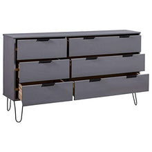 Tidyard Cassettiera Grigia 119,3x39,5x73,6 cm in Legno Massello di Pino