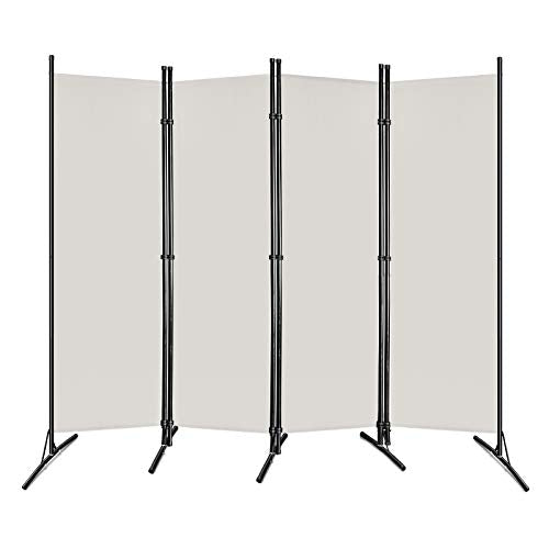 Froadp 205x180cm Paraventi Camera da Letto Schermo Pieghevole Pannello Divisorio Privacy Parasole Protettivo Pareti Mobili da Parete per Patio Balcone Giardino(Beige)