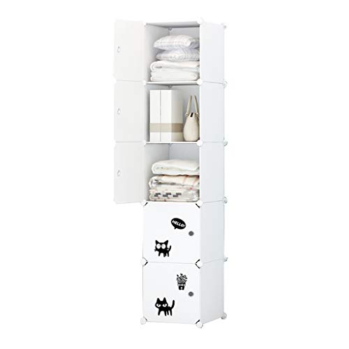 Locker Armadio Armadio Rimovibili di Plastica Noleggio Scaffali Abbigliamento Home Camera A 5 Strati Dormitorio Bianco 34X32X158CM MUMUJIN