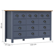 vidaXL Credenza Hill Grigia 130x37x80 cm Legno Massello di Pino