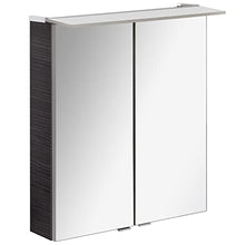 FACKELMANN - Mobile da bagno con specchio a LED, 60 cm, 3 pezzi, colore: marrone scuro