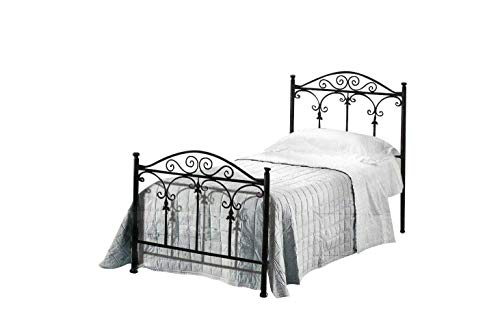 Letto Singolo in Ferro BATTUTO, Modello Lancia, Vari Colori (Nero Sfumature Oro)