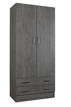 COMPOSAD | Armadio della Linea FACILE con 2 Ante e 2 Cassetti, Armadio con Ante, Camera da Letto, Dimensioni (LxAxP) 81,90x184,40x46,30 cm, Colore Grigio Cemento, Made in Italy