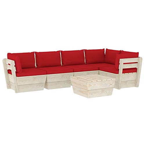FAMIROSA Set Divani da Giardino su Pallet 6 pz con Cuscini Legno Abete-3570