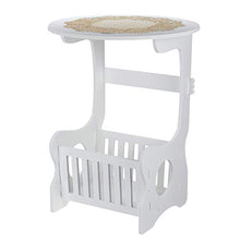 Comodino piccolo tavolino con cesto portaoggetti rotondo per computer portatile, comodino, divano letto, libreria, scaffale per casa, ufficio, soggiorno, comodino