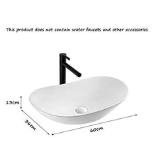 Yxx max -Lavabo Moderna Bianco Lucido controsoffitto lavabo in Ceramica Sink Art Bacino Guardaroba dispersore del Bacino (Senza Rubinetto) -60x36x13cm Lavandino del lavabo
