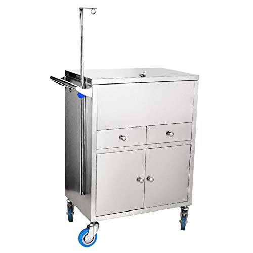 Carrello Medico di Emergenza in Acciaio Inossidabile, Ribalta Superiore/A Due Porte/A Due Cassetti, Strumento Chirurgico Multifunzione/Carrello per Farmaci, Veicolo per Infusione Regolabile