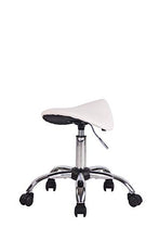 CLP Sgabello Sella da Lavoro Augsburg in Similpelle I Sedia Sgabello Parrucchiere con Ruote I Sgabello Ergonomico Studio Tatoo, Colore:Bianco