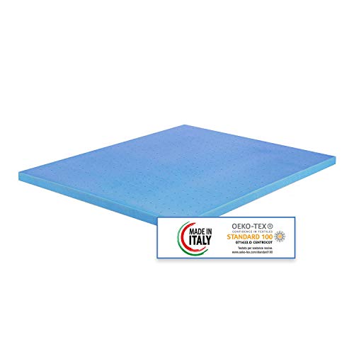 Materassimemory.eu Topper Memory Foam Matrimoniale Mis. 160x190 Alto 7 cm Memory Foam Rivestimento Sfoderabile Aloe Vera con elasitici angolari di Fissaggio