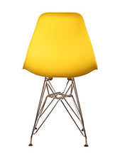 Sedia da pranzo in plastica modellata con base in metallo e gambe in acciaio per soggiorno, camera da letto, sala d'attesa, ufficio, caffè, reception, set da 4 (giallo)