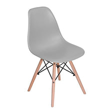 Sedie da scrivania/soggiorno/sedie da pranzo con gambe in faggio naturale e schienale in PP, chic confortevole con bel design, un set di 4 (grigio)